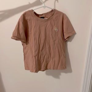 tan t-shirt from target with pink and yellow heart and star, size womens xs.
